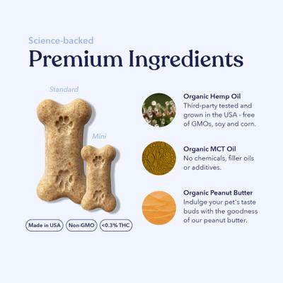 Full-Spectrum Hemp Oil Bites Peanut Butter Flavored Calming Chew Supplement for Dogs, 30 count