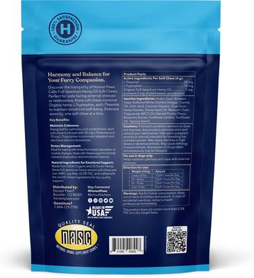 Full Spectrum Hemp Oil Soft Chews Chicken Flavored Calming Supplement for Dogs, 30 count