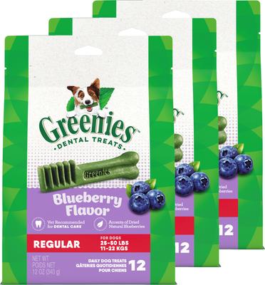 Blueberry Regular Dental Dog Treats, 36 count bundle