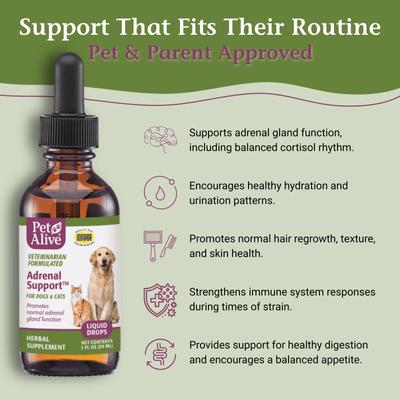 Adrenal Support Liquid Hormone Supplement for Dogs & Cats, 2-fl oz bottle