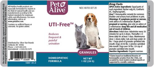 UTI-Free Homeopathic Medicine for Urinary Tract Infections UTI for Dogs & Cats, 1-oz jar