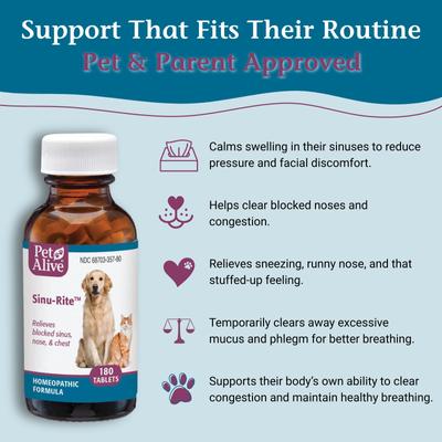 Sinu-Rite Homeopathic Medicine for Allergies for Dogs, 180 count