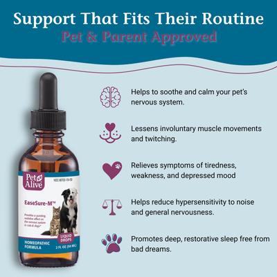 EaseSure-M Homeopathic Medicine for Anxiety for Dogs & Cats, 2-fl oz bottle