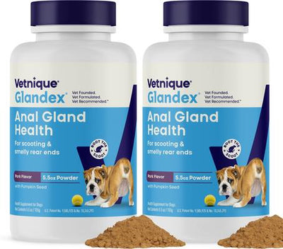 Glandex Anal Gland Support Supplement Powder with Pork Liver Flavor for Dogs & Cats, 5.5-oz bottle, bundle of 2
