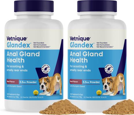 Glandex Anal Gland Support Supplement Powder with Pork Liver Flavor for Dogs & Cats, 5.5-oz bottle, bundle of 2