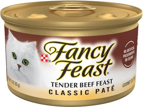 Comida enlatada para gatos Classic Tender Beef Feast, lata de 3 oz, caja de 4