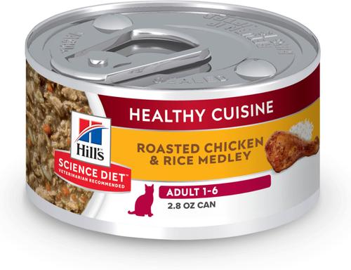 Adult Healthy Cuisine Poached Salmon & Spinach Medley Wet Cat Food, 2.8-oz can, case of 24