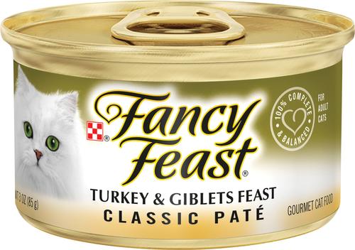 Comida enlatada para gatos Classic Turkey & Giblets Feast, 3 oz, caja de 24