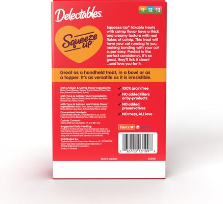 Delectables Squeeze Up Catnip Flavored Variety Pack Grain-Free Lickable Cat Treats, 0.5-oz tube, case of 20