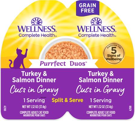 Complete Health Purrfect Duos Turkey & Salmon Grain-Free Cuts in Gravy Wet Cat Food, 2.64-oz cup, case of 12