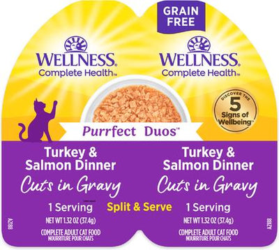 Complete Health Purrfect Duos Turkey & Salmon Grain-Free Cuts in Gravy Wet Cat Food, 2.64-oz cup, case of 12