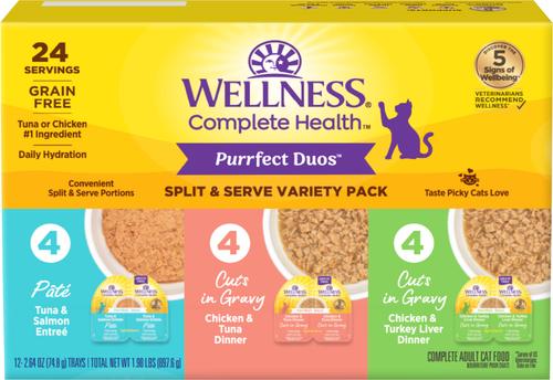 Complete Health Purrfect Duos Variety Pack Grain-Free Pate & Cuts in Gravy Wet Cat Food, 2.64-oz cup, case of 12