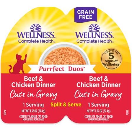 Comida húmeda para gatos Complete Health Purrfect Duos con cortes de res y pollo sin cereales en salsa, 2.64 oz (paquete de 12)