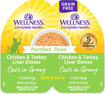 Complete Health Purrfect Duos Salmon & Whitefish Grain-Free Cuts in Gravy Wet Cat Food, 2.64-oz cup, case of 12