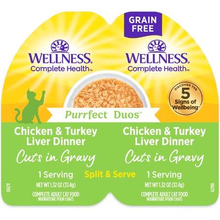 Comida húmeda para gatos Complete Health Purrfect Duos con cortes de res y pollo sin cereales en salsa, 2.64 oz (paquete de 12)