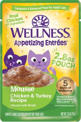 Appetizing Entrees Chicken & Turkey Mousse Wet Cat Food, 2.8-oz pouch, case of 8