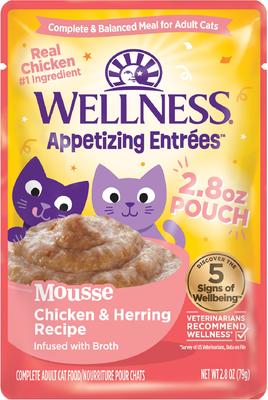 Appetizing Entrees Chicken & Herring Mousse Wet Cat Food, 2.8-oz pouch, case of 8