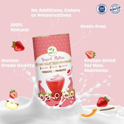 All Natural Grain-free Yogurt with Strawberry Prebiotic Probiotic Freeze-dried Dog Treat, 1.34-oz canister