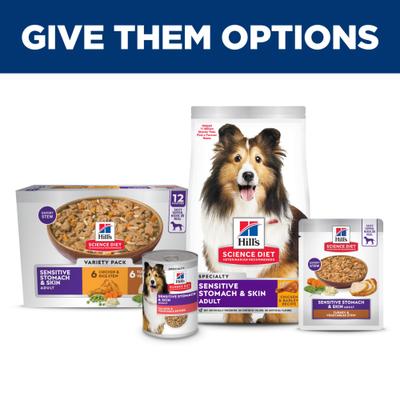 Sensitive Stomach & Sensitive Skin Variety Pack Adult Turkey & Chicken Stew Canned Dog Food, 12.5-oz, 12 count