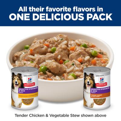 Sensitive Stomach & Sensitive Skin Variety Pack Adult Turkey & Chicken Stew Canned Dog Food, 12.5-oz, 12 count