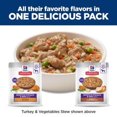 Sensitive Stomach & Sensitive Skin Variety Pack Adult Chicken Stew & Turkey Stew Pouch Dog Food, 2.8-oz, 12 count
