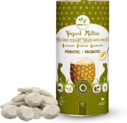 All Natural Grain-free Yogurt with Pineapple Prebiotic Probiotic Freeze-dried Dog Treat, 1.34-oz canister
