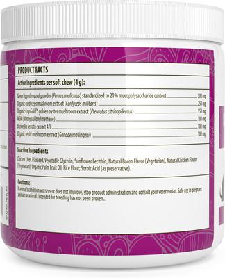 Mushroom Mobility Bacon Flavored Joint Support Chew Supplement for Dogs & Cats, 60 count