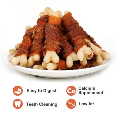Double Flavor Chicken & Duck Wrapped Calcium Bones 4-inch Dog Chew Treats, 30 count