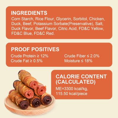 Triple Flavor Chicken Wrapped Duck & Beef Rolls 3-inch Rawhide-Free Dog Treats, 10 count