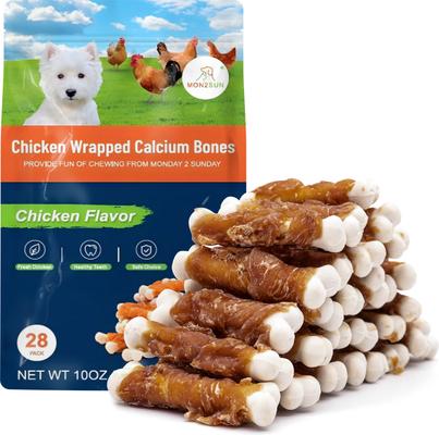 Chicken Wrapped Calcium Bones 2.3-inch Rawhide-Free Dog Treats, 56 count