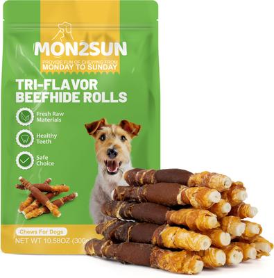 Triple Flavor Chicken Liver Duck & Chicken Wrapped Rawhide Sticks 5-inch Dog Treats, 30 count