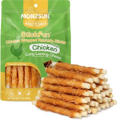 Palitos de piel de pollo retorcidos de cuero crudo, premios para perros de 5 pulgadas, 40 unidades