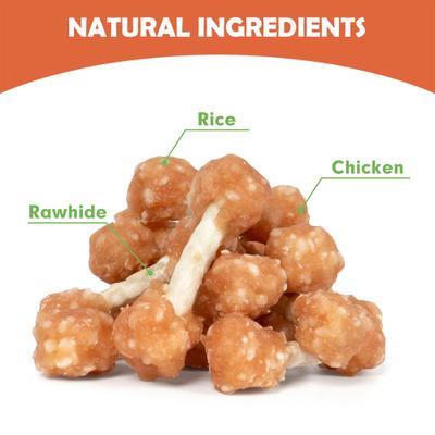 Galletas para perros de 2,5 pulgadas con forma de mancuernas de pollo y arroz, 17 unidades