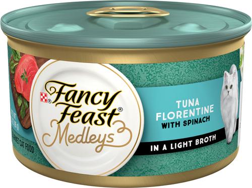 Comida enlatada para gatos Medleys Tuna Florentine, 3 oz, caja de 24