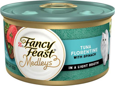 Comida enlatada para gatos Medleys Tuna Florentine, 3 oz, caja de 24