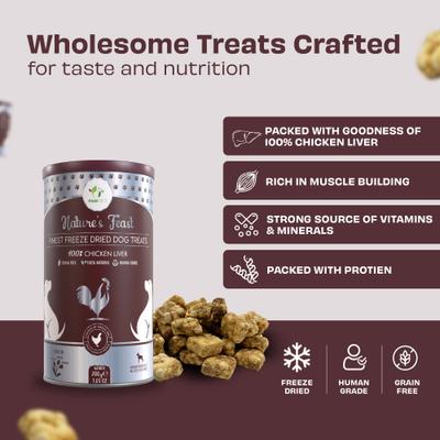 Nature's Feast Chicken Liver Grain-Free All Natural Freeze-Dried Dog Training Treat, 7-oz canister