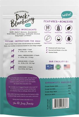 Duck & Blueberry Jerky Dog Treats, 5-oz bag