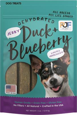 Duck & Blueberry Jerky Dog Treats, 5-oz bag