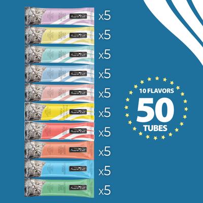 Tuna 10 Flavors Variety Lickable Cat Treats, 0.5-oz tube, 50 count