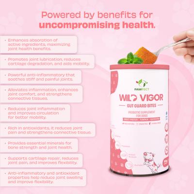 Wild Vigor All Natural Grain-Free Probiotic Supplement Chews for Dogs, 60 count