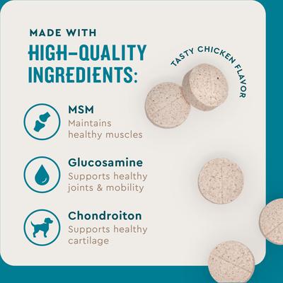 Hip & Joint Health Chicken Flavored Chewable Tablet Supplement for Dogs, 60 count