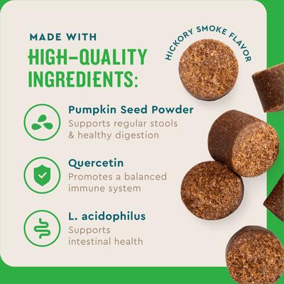 Hickory Smoke Flavored Pumpkin Fiber Anal Gland Soft Chew Supplement for Dogs, 60 Count