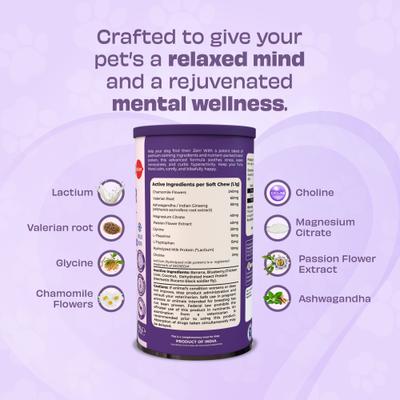 Wild Vigor All Natural Grain-Free Calming Supplement Chews for Dogs, 60 chews canister