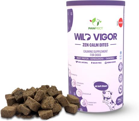 Wild Vigor All Natural Grain-Free Calming Supplement Chews for Dogs, 60 chews canister