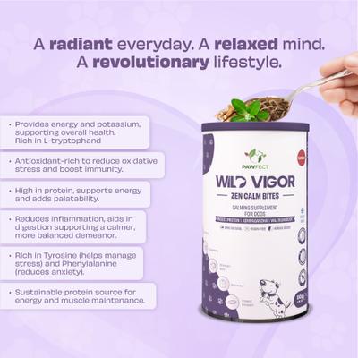 Wild Vigor All Natural Grain-Free Calming Supplement Chews for Dogs, 60 chews canister