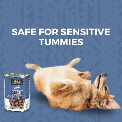 Alimento húmedo para perros Rabbit Stew de alto contenido proteico con ingredientes limitados, lata de 12.7 oz, caja de 12