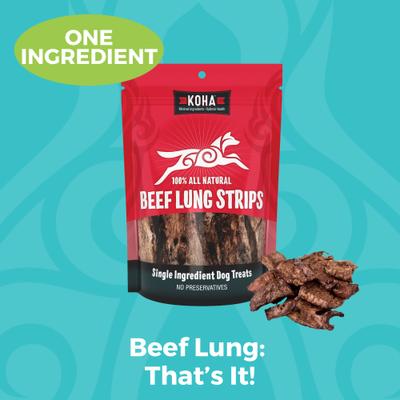 Air-Dried Single Ingredient Beef Lung Strips Natural Chew Dog Treats, 3.25-oz bag