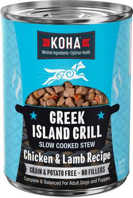 Greek Island Grill Slow Cooked Stew High Protein Wet Dog Food, 12.7-oz can, case of 12