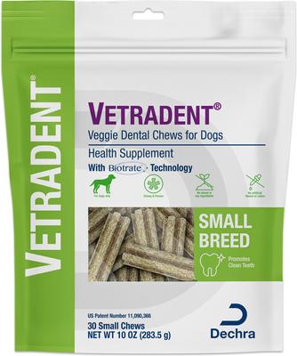 Golosinas dentales masticables vegetarianas para perros adultos pequeños, 30 unidades