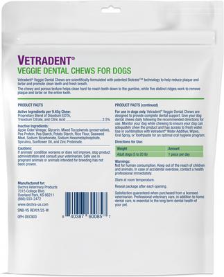 Golosinas dentales masticables vegetarianas para perros adultos pequeños, 30 unidades